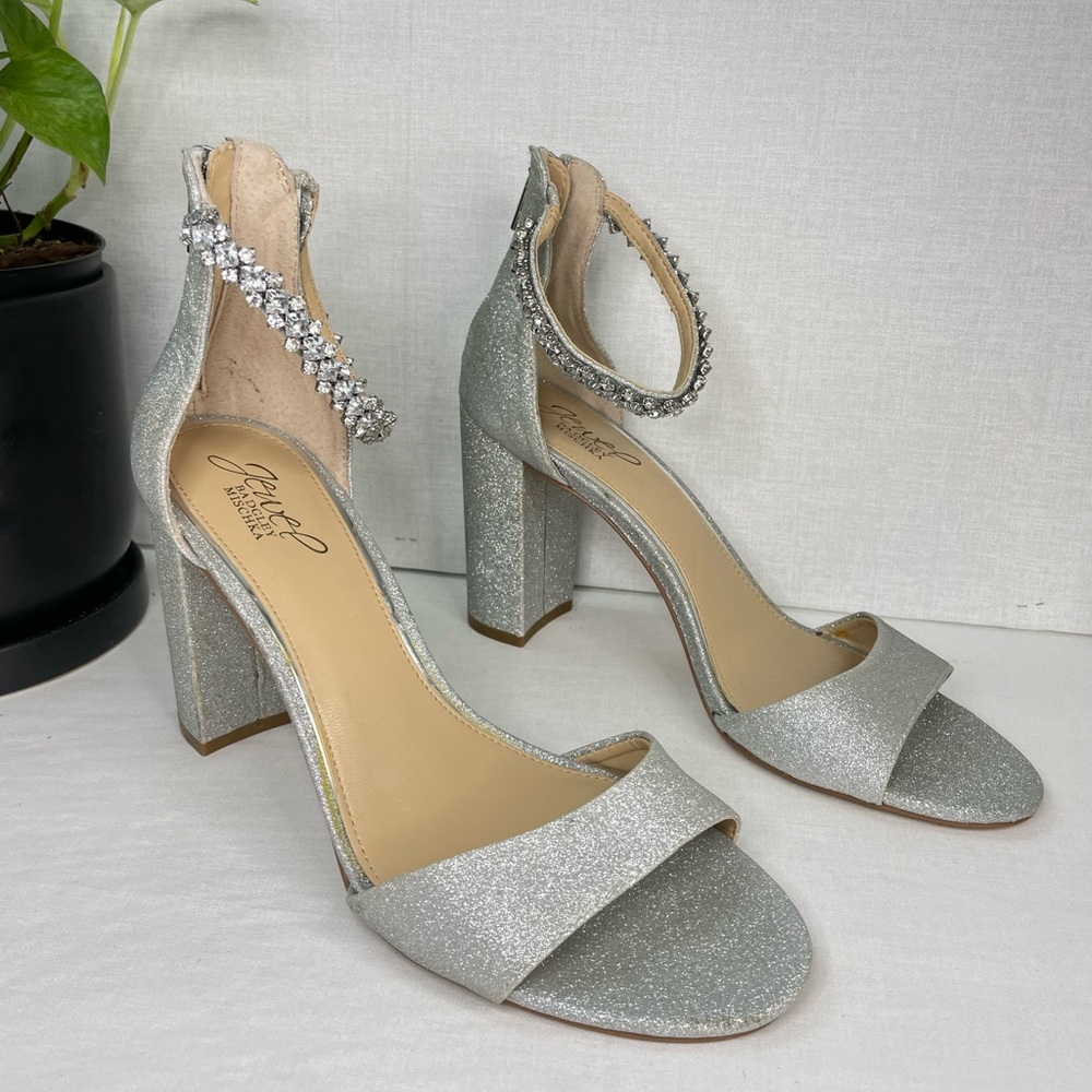 JEWEL BADGLEY MISCHKA Women's Louise Evening Sandals‎ SILVER 9M, B 270